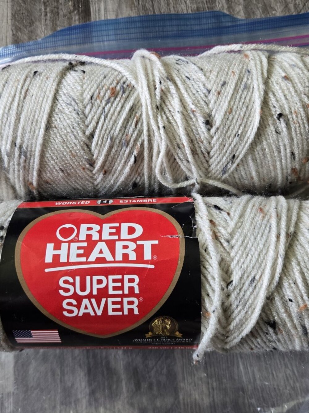 Red Heart Super Saver Yarn Aran Fleck Worsted Weight Crafting Supply Lot of 2 - Picture 2 of 8